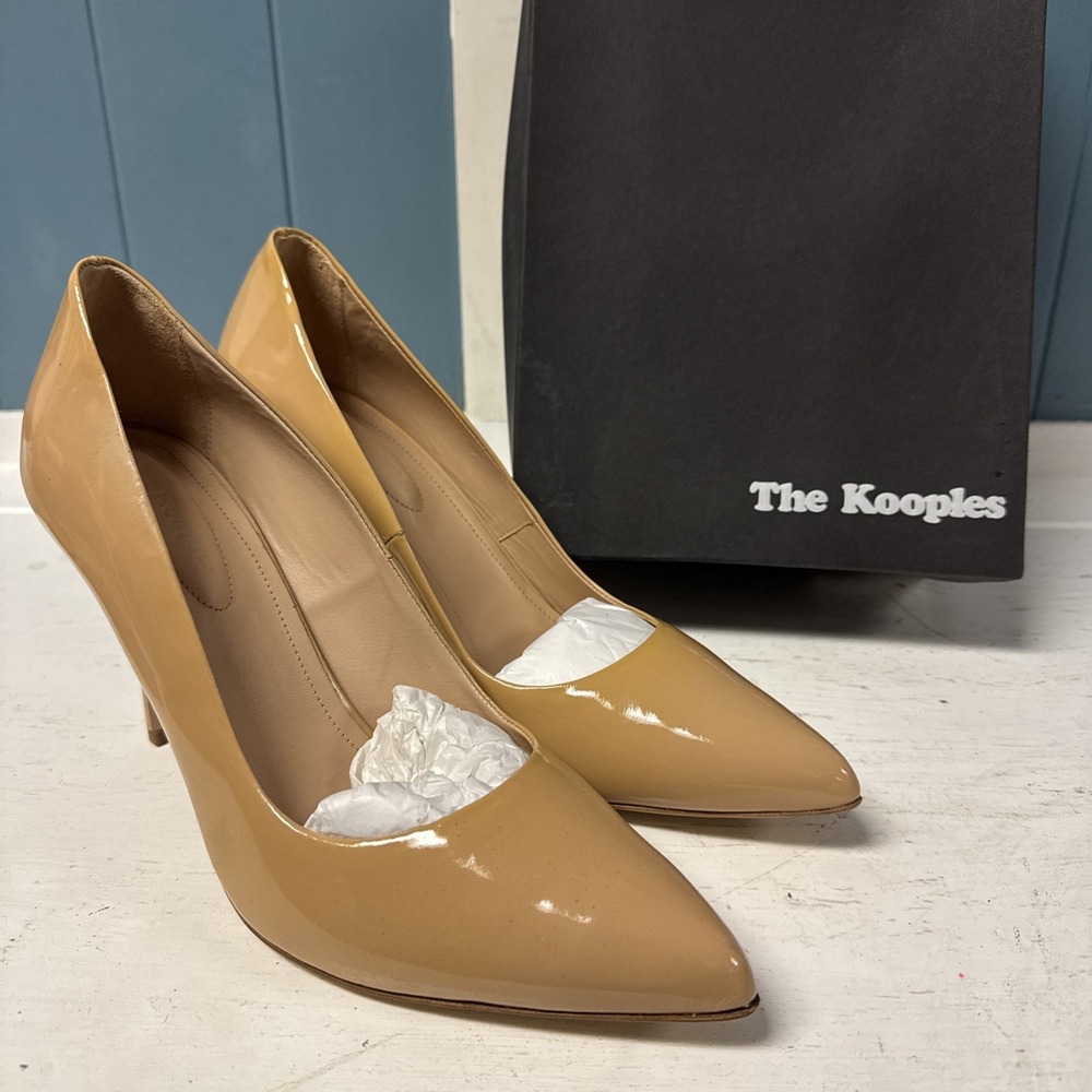 The Kooples Women's Nude Patent Leather 40 Pointed Toe Stiletto Heel Pumps Shoes
